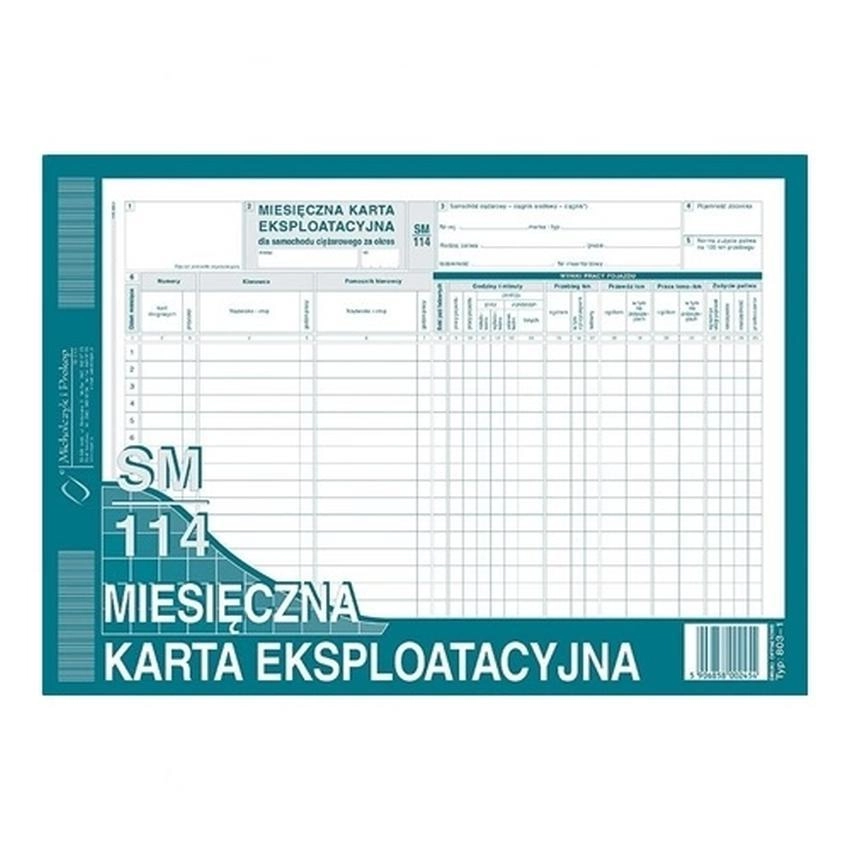 Miesięczna Karta Eksploatacyjna 803-1