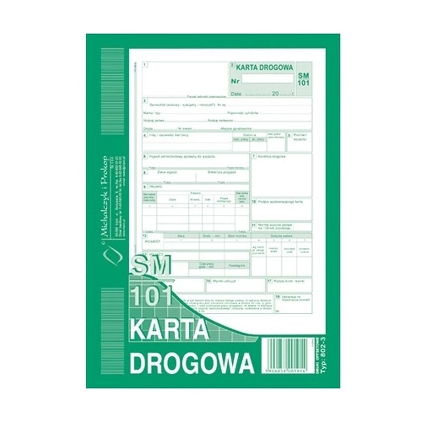 Karta Drogowa Sm/101 Numerowana (Samochód Osobowy) 802-3N