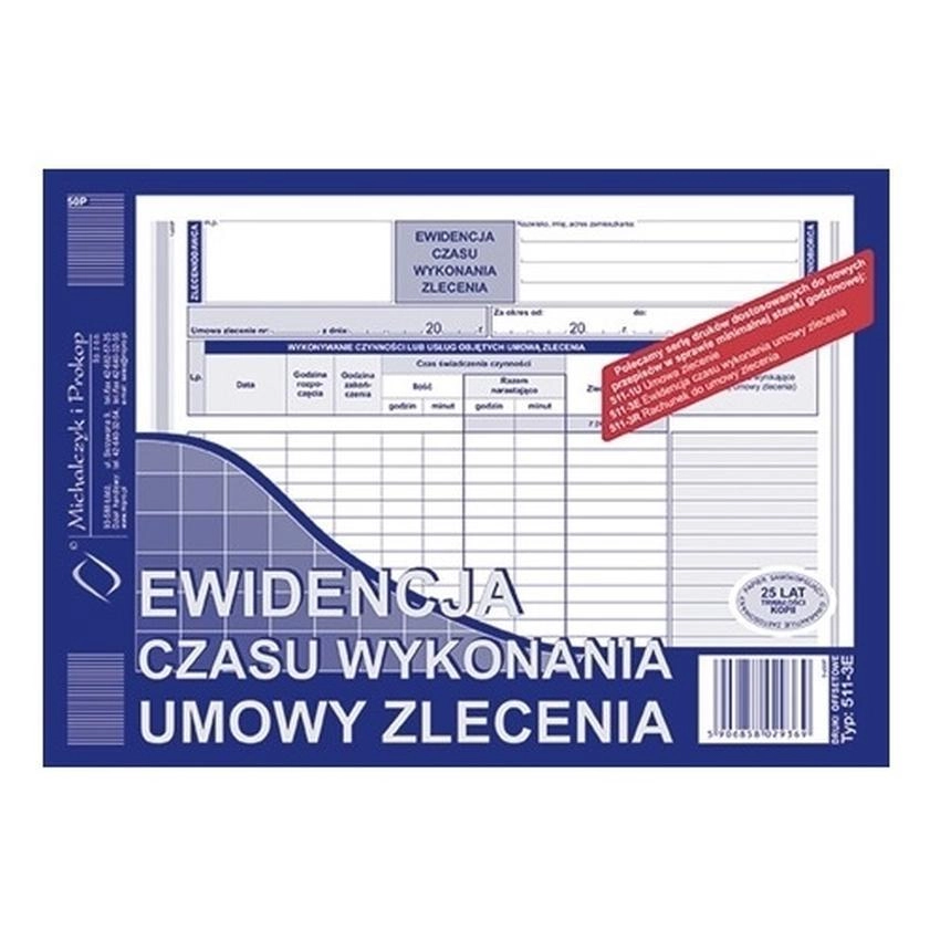 Ewidencja Czasu Wykonania Umowy Zlecenia 511-3E