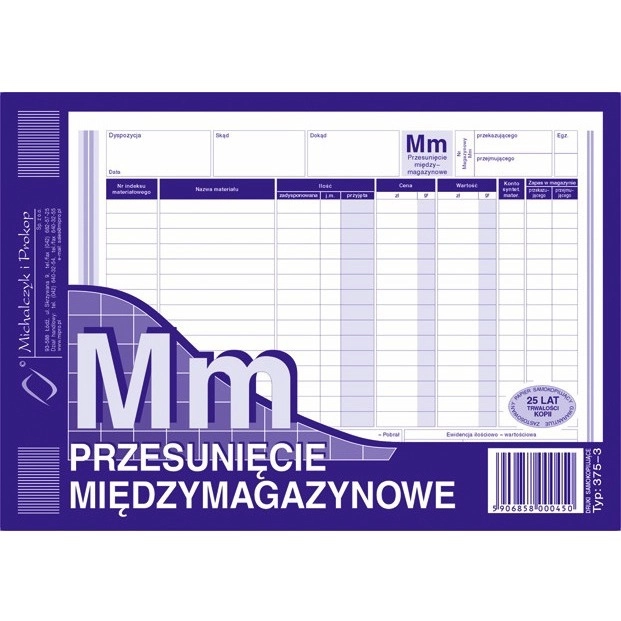 Mm - Przesunięcie Międzymagazynowe Materiałów 375-3