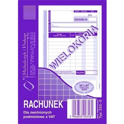 Rachunek Dla Zwolnionych Z Vat A6 Wielokopia 222-5