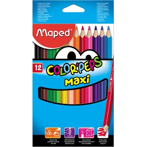 Kredki Trójkątne Colorpeps Maxi 12 Szt