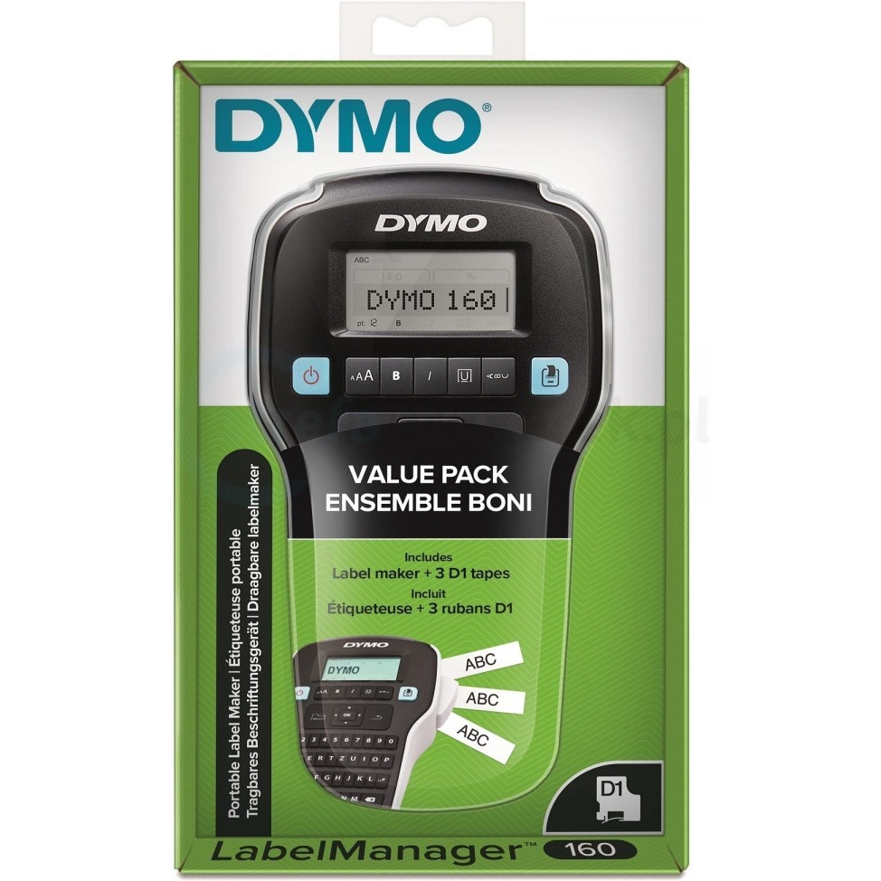 Drukarka Etykiet Dymo LabelManager 160 Z Zestawem 3 taśm D1
