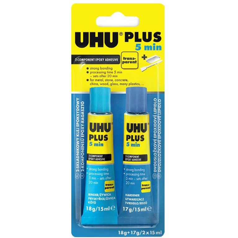 Szybkoschnący Klej Epoksydowy UHU Plus W 2 Tubkach