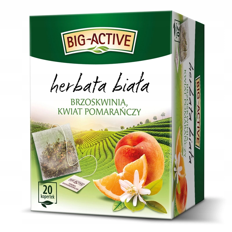 Herbata Biała BIG-ACTIVE Brzoskwinia i Kwiat pomarańczy