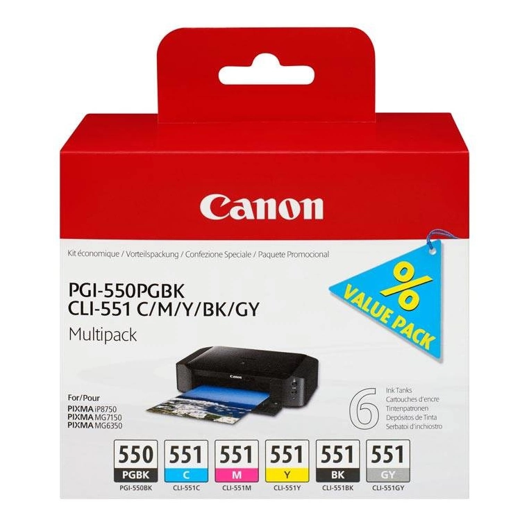 Tusz Canon PGI-550/CLI-551 C/M/Y/BK/GY [6496B005]