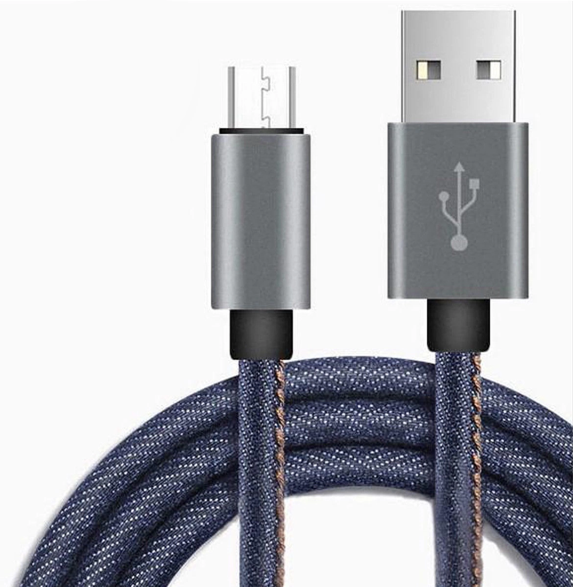 Kabel pleciony USB-A do microUSB OMEGA JEANS 2A Box Blue