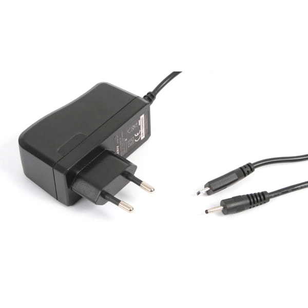 Ładowarka sieciowa OMEGA 230V z dwoma wyjściami: 1 x microUSB i 1 x 2,5 x 0,7 mm