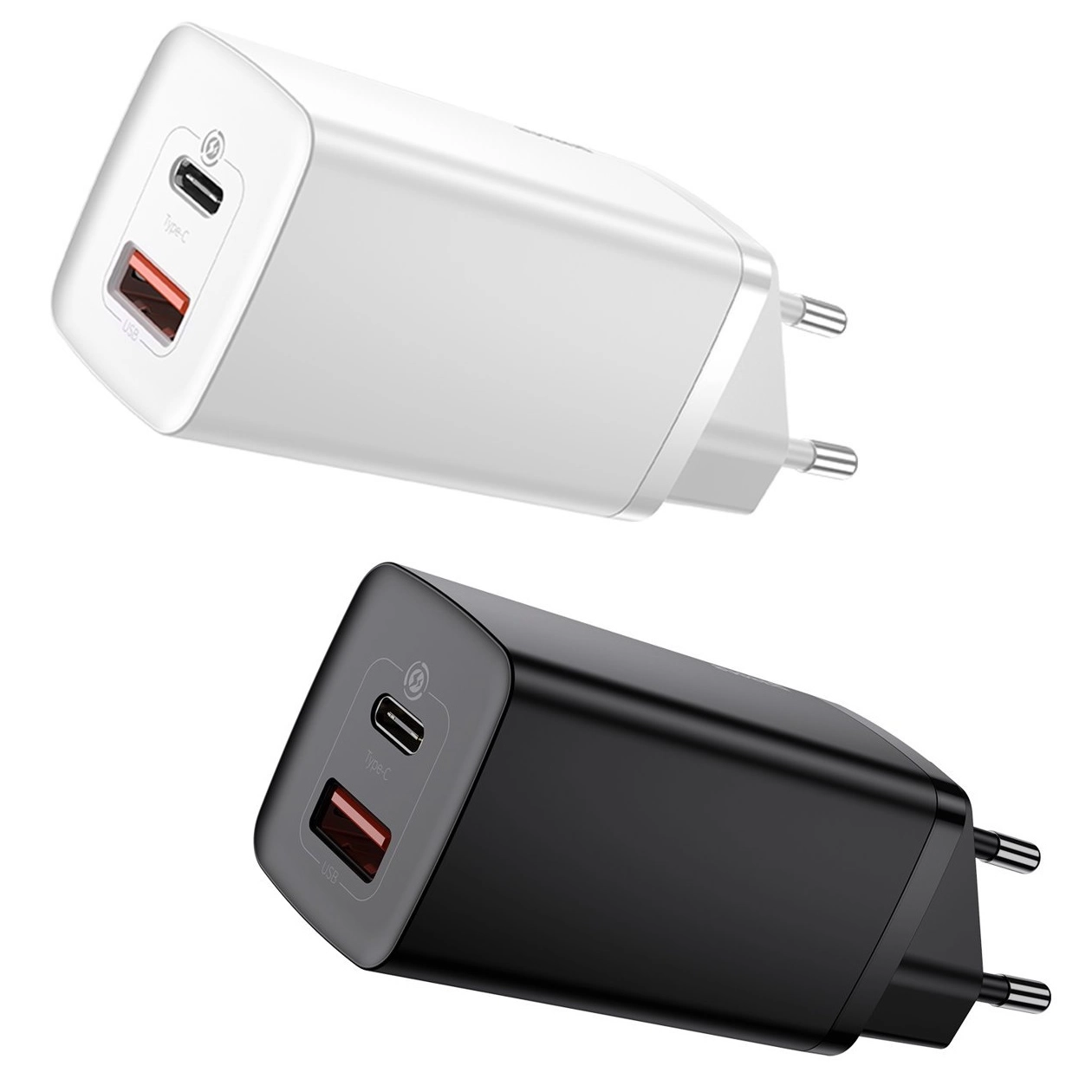 Szybka ładowarka sieciowa Baseus GaN2 Lite 65W z portami USB i USB-C, z wtyczką EU