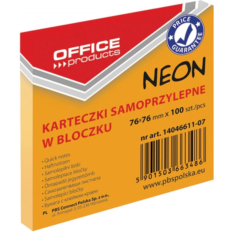 Bloczek samoprzylepny 76 x 76 mm NEON