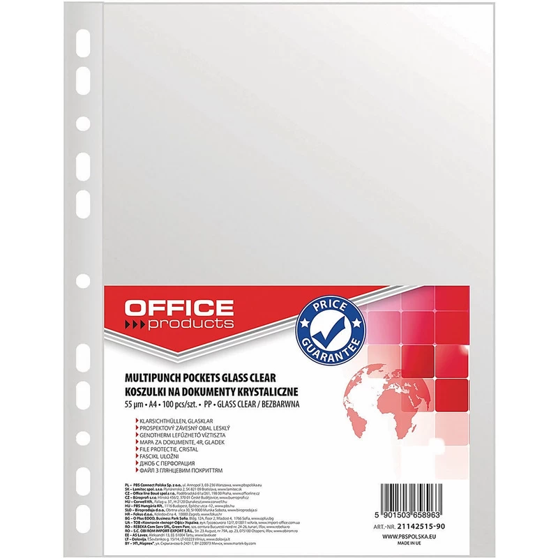 Koszulki krystaliczne Office Products A4/55 mikronów