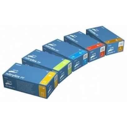 Rękawice nitrylowe Maxter Blue, rozmiar L, 100 szt., niebieskie, bezpudrowe, CE, 8% VAT.