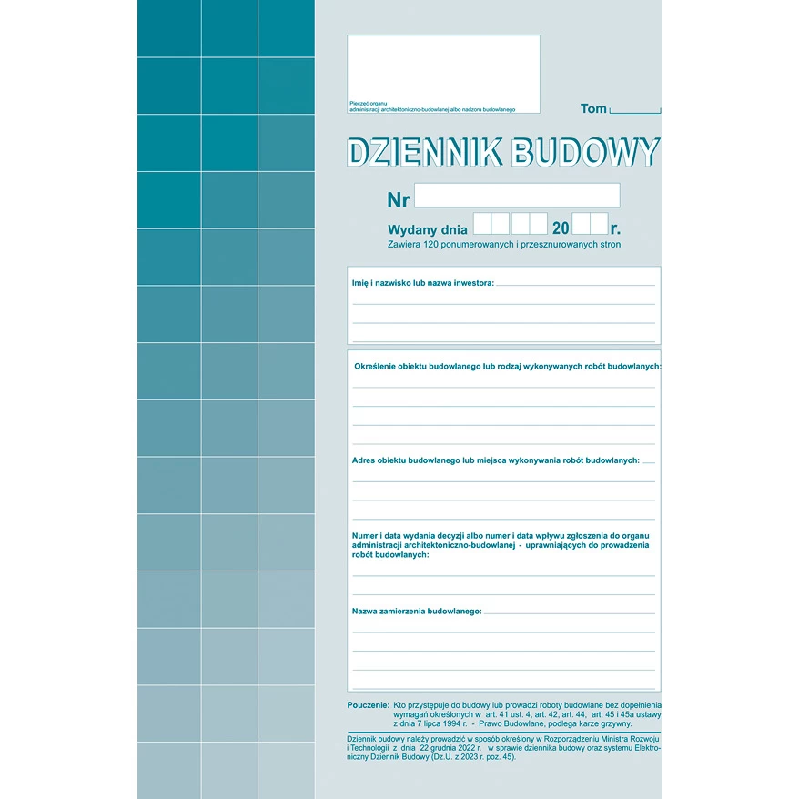 Dziennik budowy 603-2Z