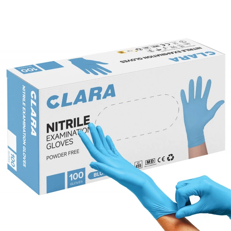 Rękawice nitrylowe CLARA niebieskie