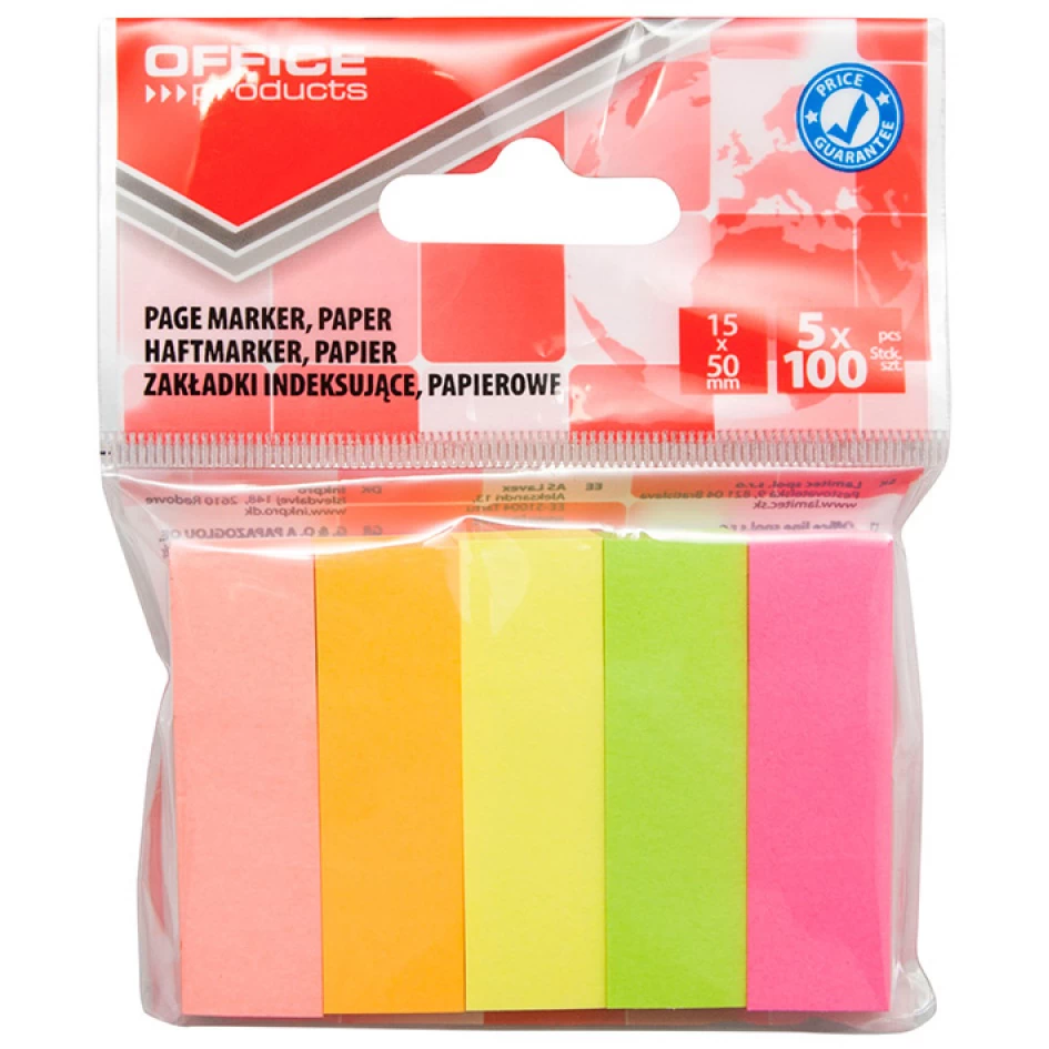 Zakładki indeksujące Office Products 15x50mm 5 kolorów