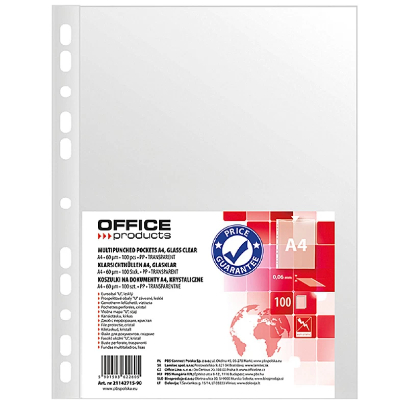 Koszulki na dokumenty Office Products A4 60 mikr. 100 szt.