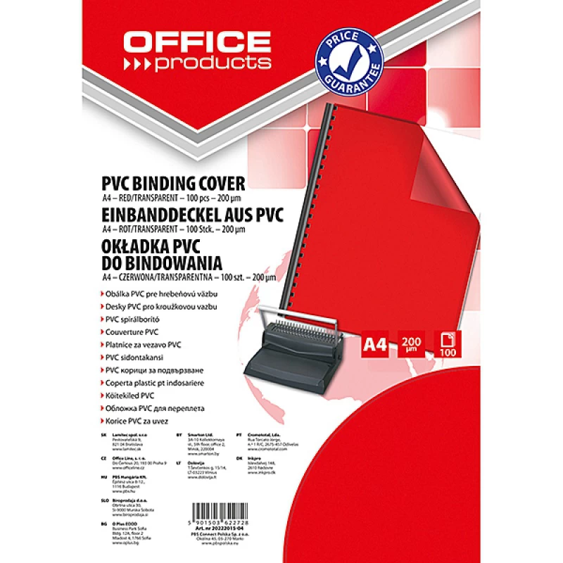 Okładki do bindowania Office Products A4 czerwone 100 szt.
