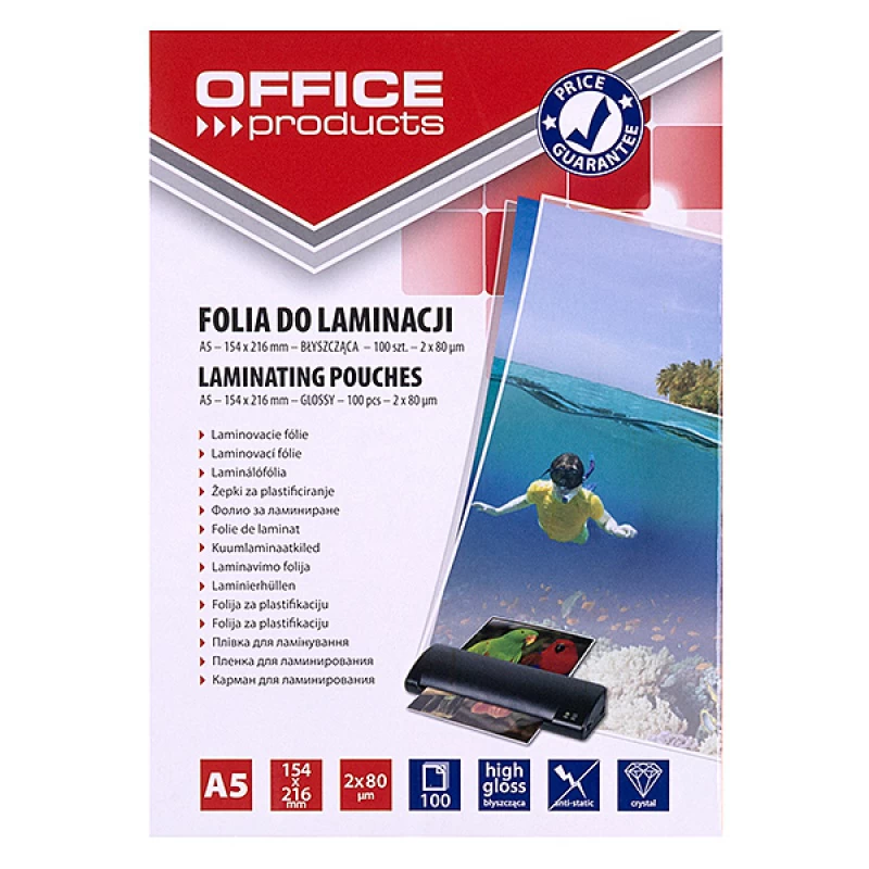 Folia laminacyjna Office Products A5 2x80 mikr. 100 szt.