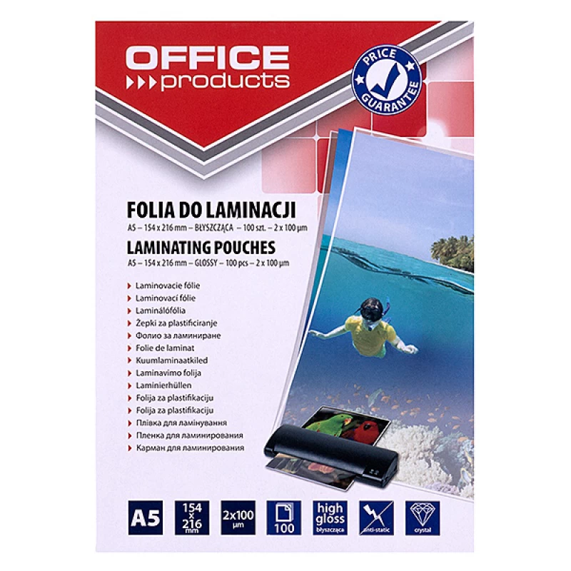 Folia laminacyjna Office Products A5 2x100 mikr. 100 szt.