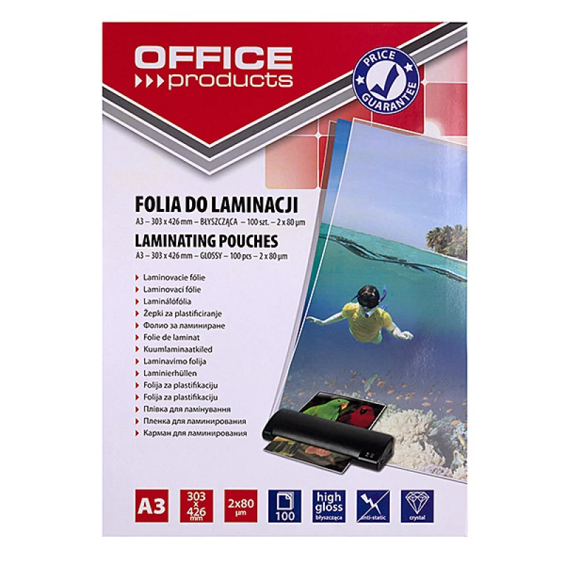 Folia laminacyjna Office Products A3 2x80 mikr. (100 szt.)