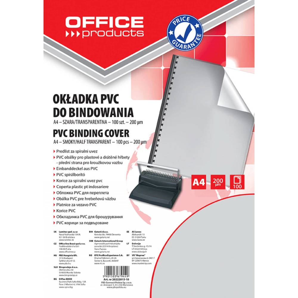 Szare okładki do bindowania Office Products A4 100szt.