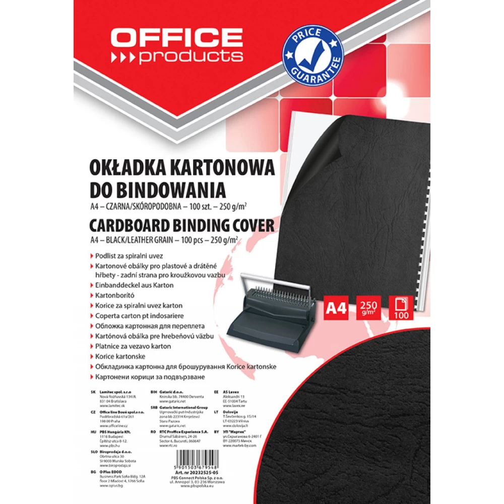 Czarne okładki do bindowania Office Products A4 100szt.