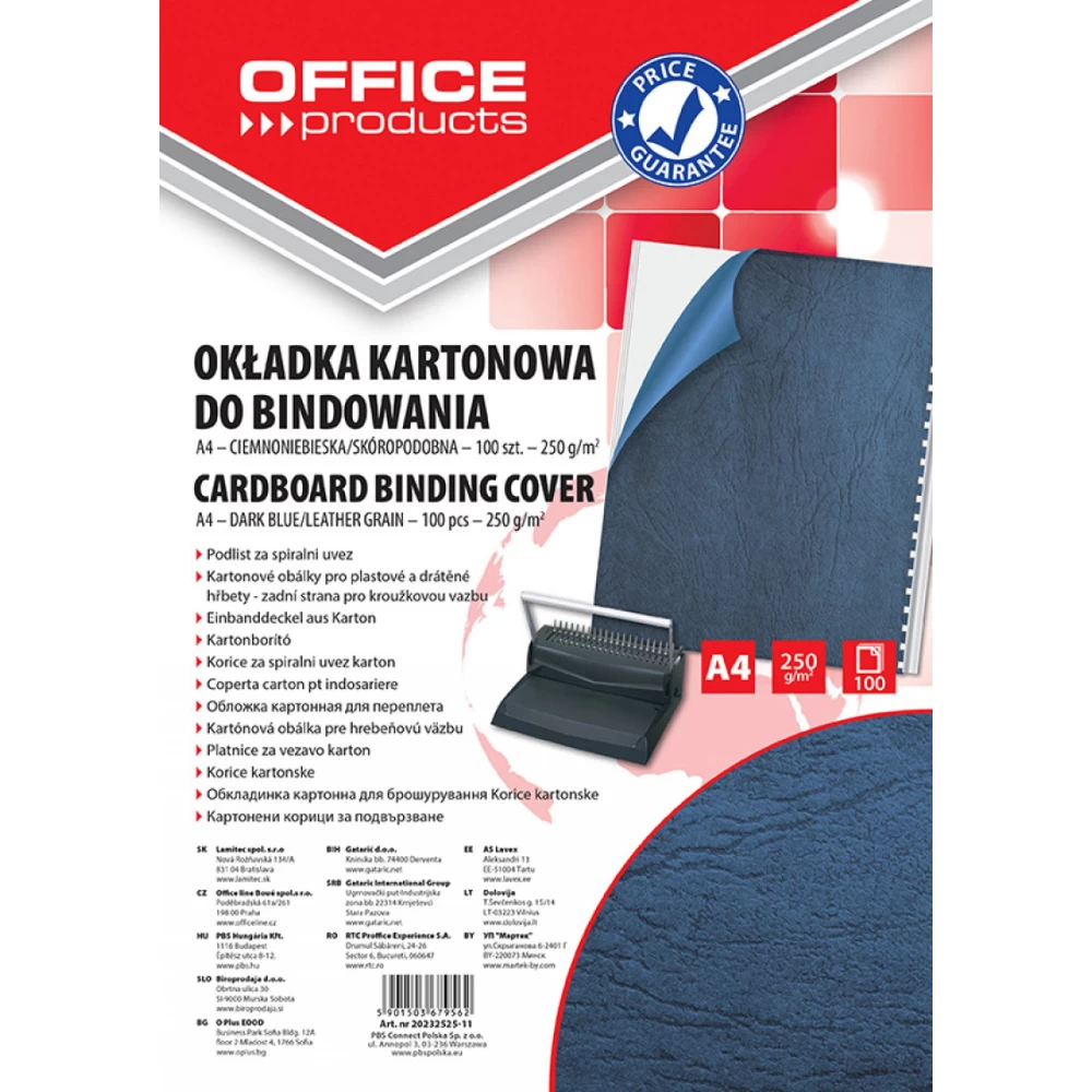 Granatowe okładki do bindowania Office Products A4 100szt.