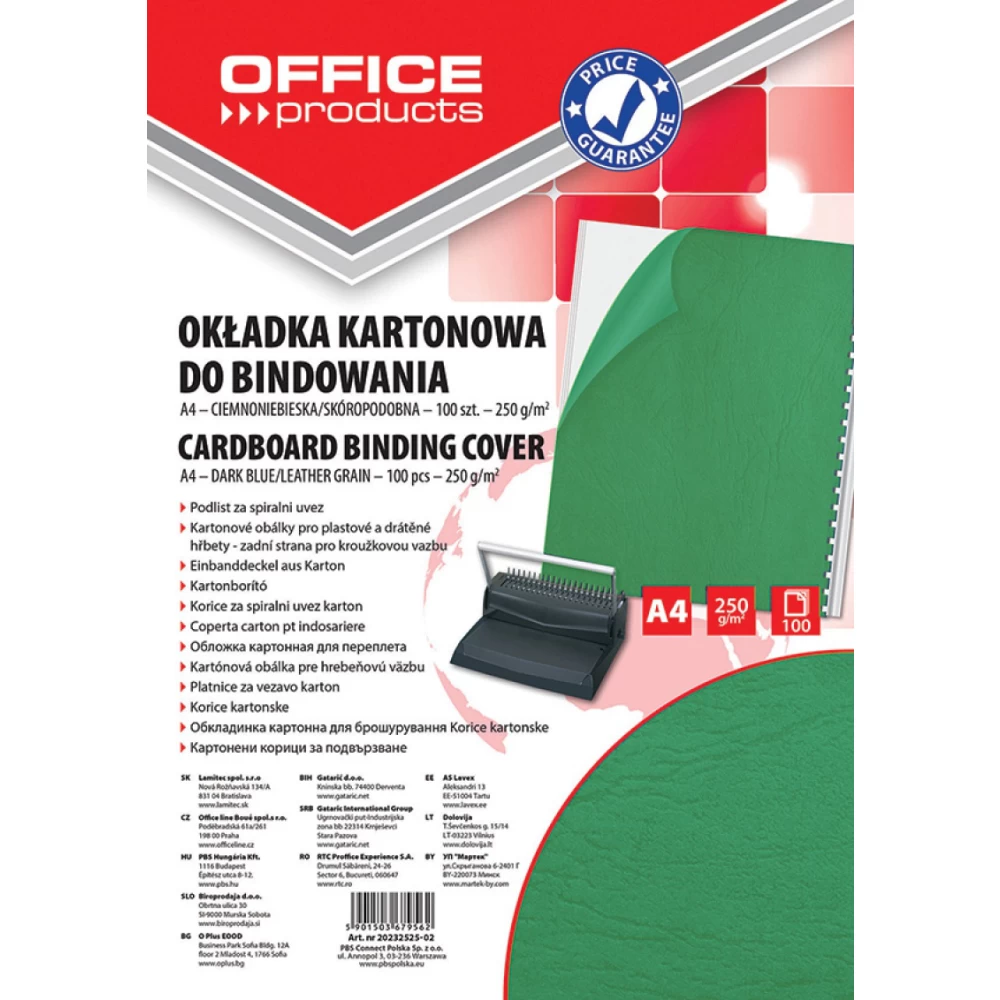 Zielone okładki do bindowania Office Products A4 100szt.