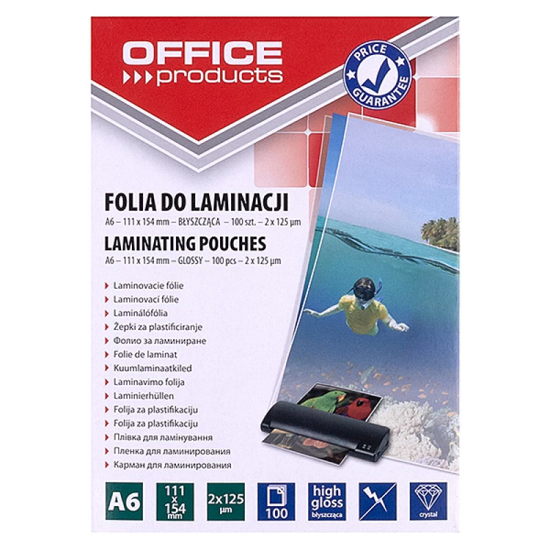 Folia laminacyjna Office Products A6 2x125 mikr. 100 szt.