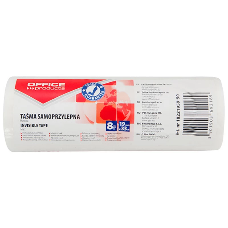 Taśma biurowa Office Products 19mm 33m 8szt.