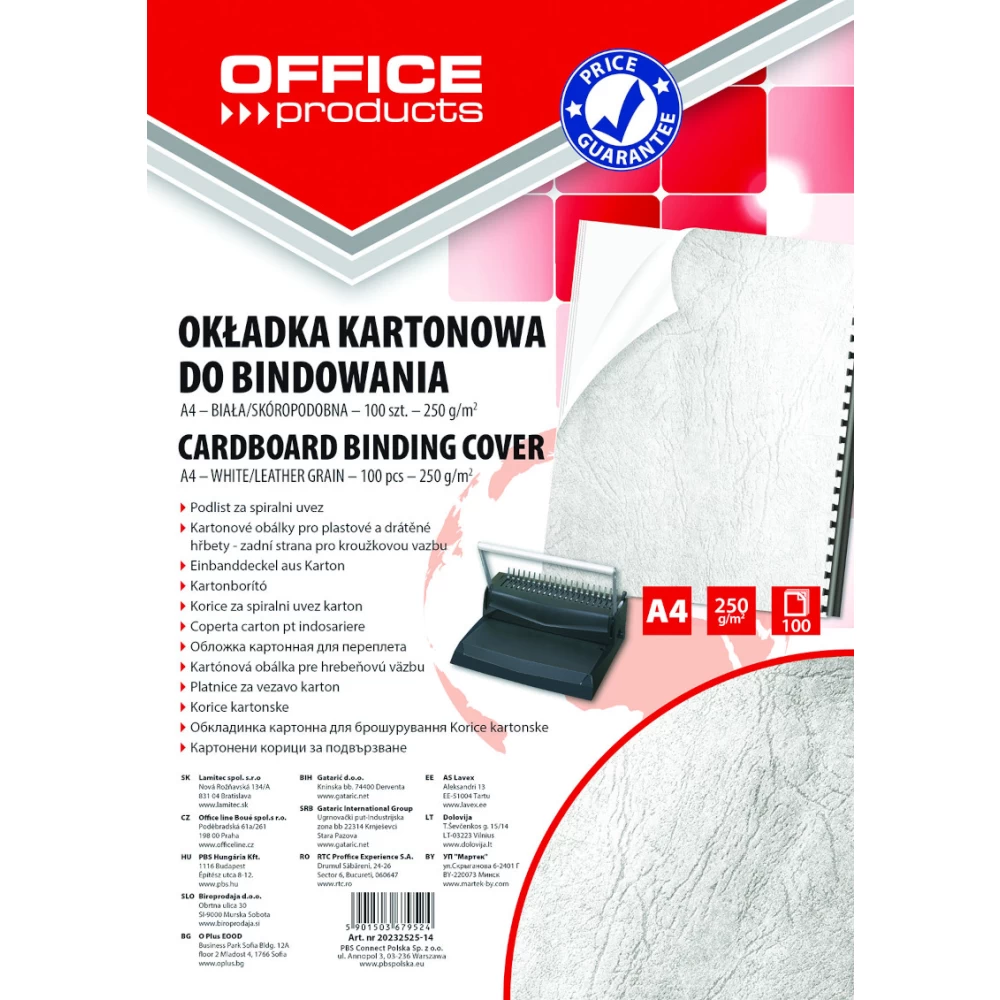 Białe okładki do bindowania Office Products A4 100szt.