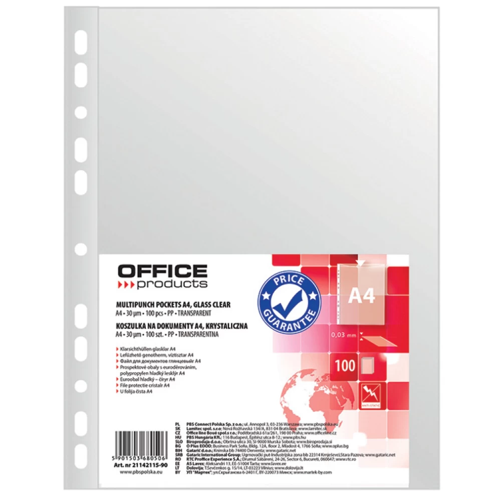 Koszulki na dokumenty Office Products A4 30 mikr. 100 szt.