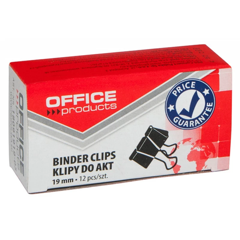 Klipy do dokumentów Office Products 19mm 12szt.