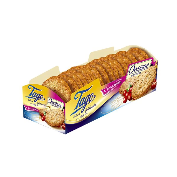 Ciasteczka owsiane TAGO z żurawiną 185g